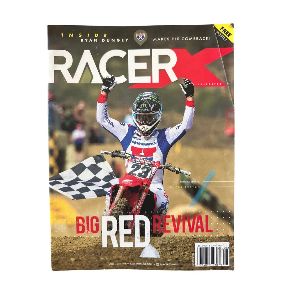 Racer X Magazine August 2022 Ryan‎ Dungey Chase Sexton Motocross Free Poster